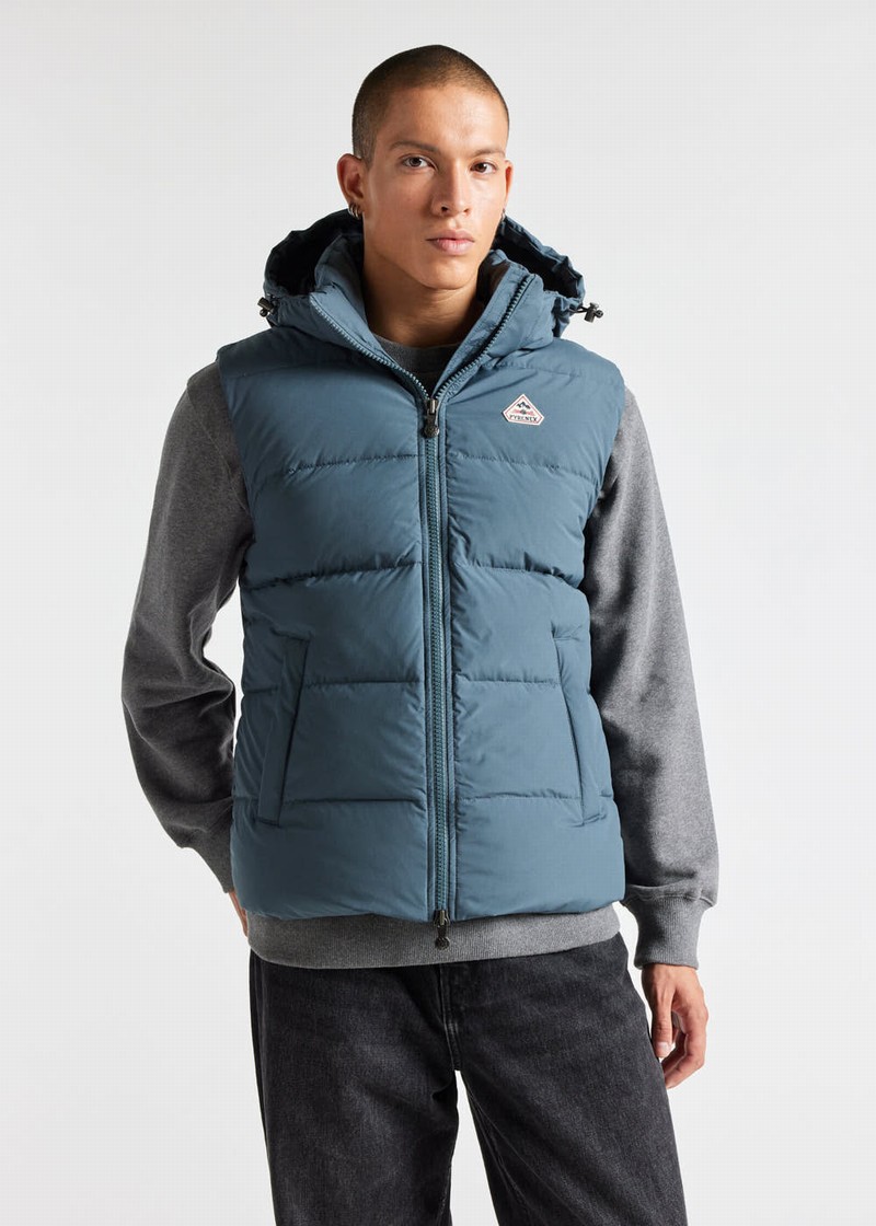 Men Pyrenex Spoutnic With Removable Hood Down Vest Blue | HWN825N4845