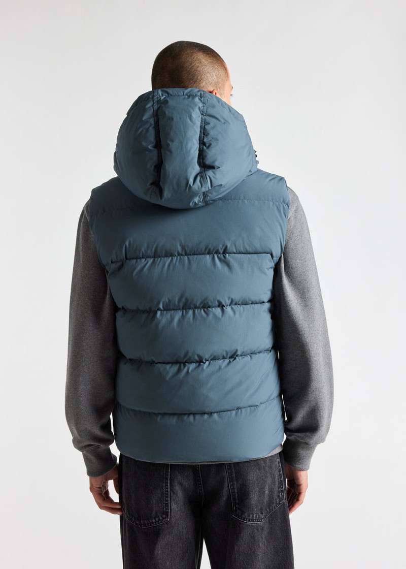 Men Pyrenex Spoutnic With Removable Hood Down Vest Blue | HWN825N4845