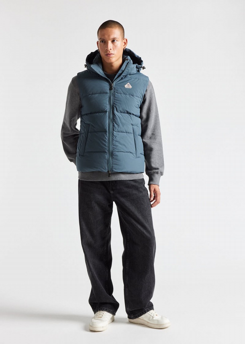 Men Pyrenex Spoutnic With Removable Hood Down Vest Blue | HWN825N4845