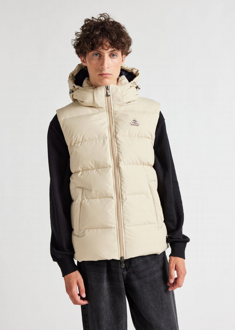 Men Pyrenex Spoutnic With Removable Hood Down Vest Beige | HSU053U8170