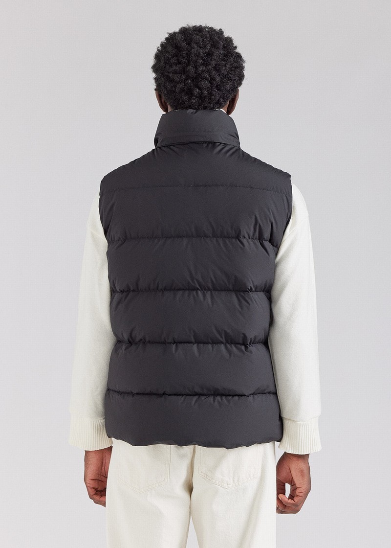 Men Pyrenex Spoutnic With Removable Hood Down Vest Black | HVX205X8899