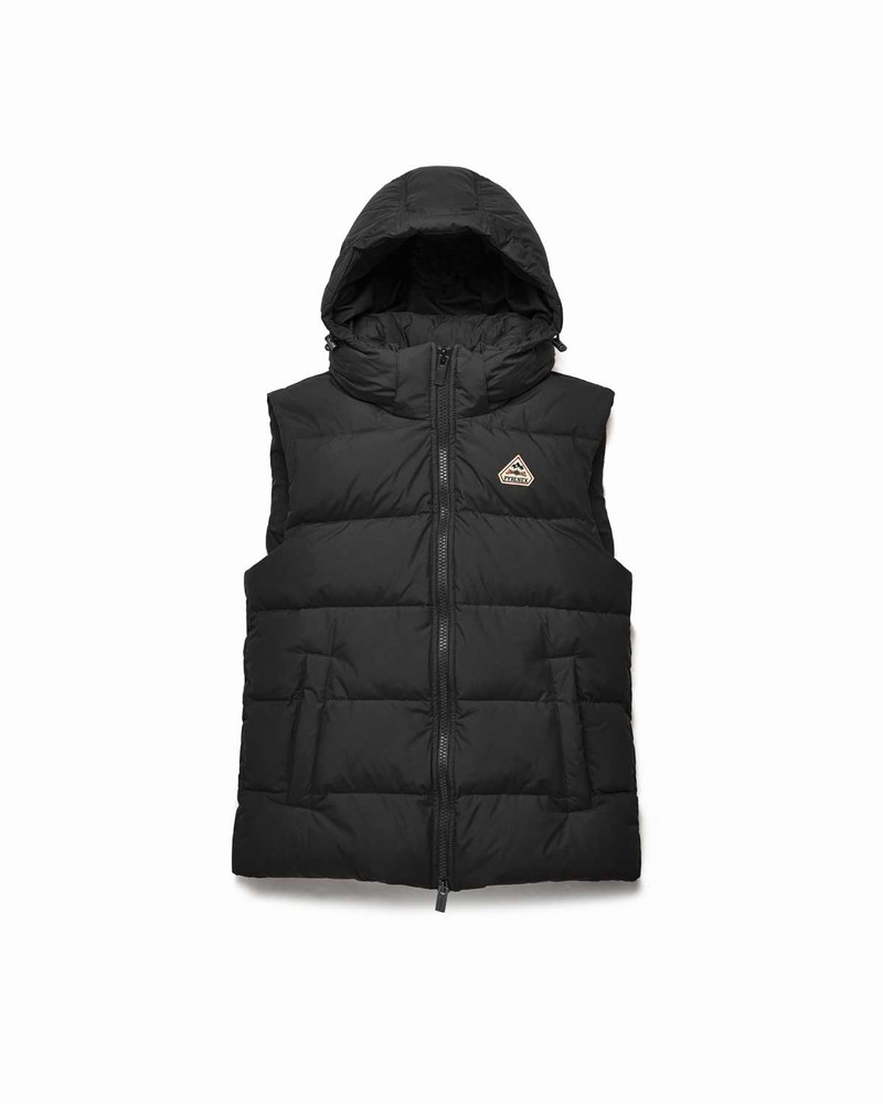 Men Pyrenex Spoutnic With Removable Hood Down Vest Black | HVX205X8899