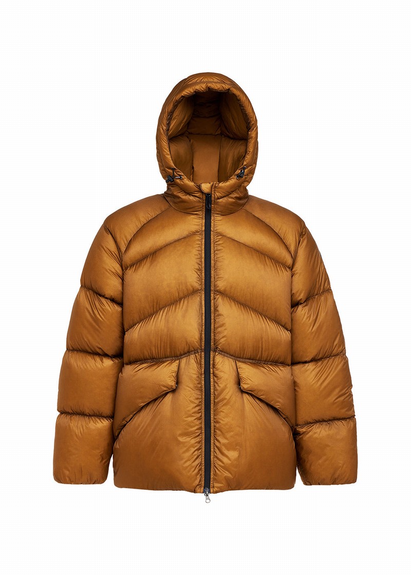 Men Pyrenex Stellar Hooded Technical Down Jackets Brown | HTY347Y2493