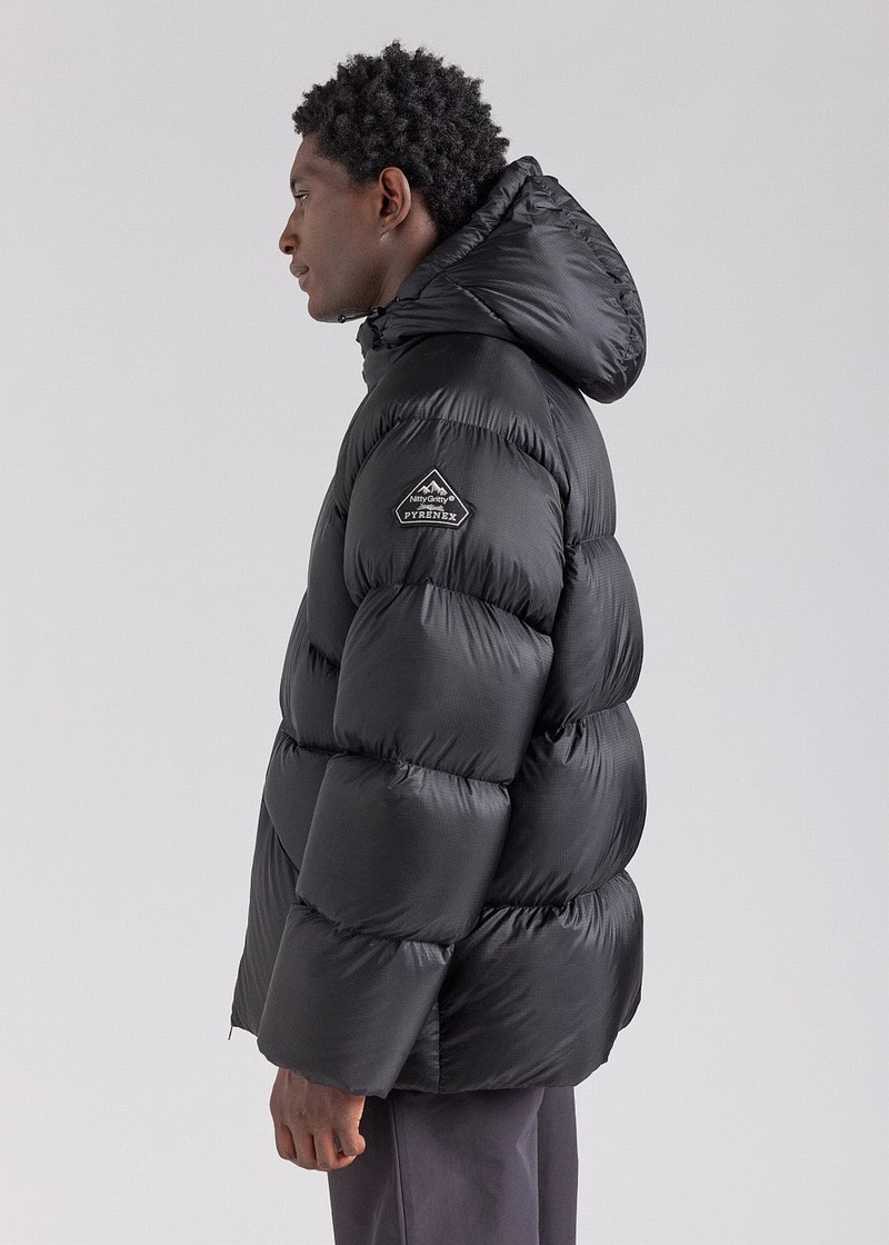 Men Pyrenex Stellar Hooded Technical Down Jackets Black | HHH870H5585