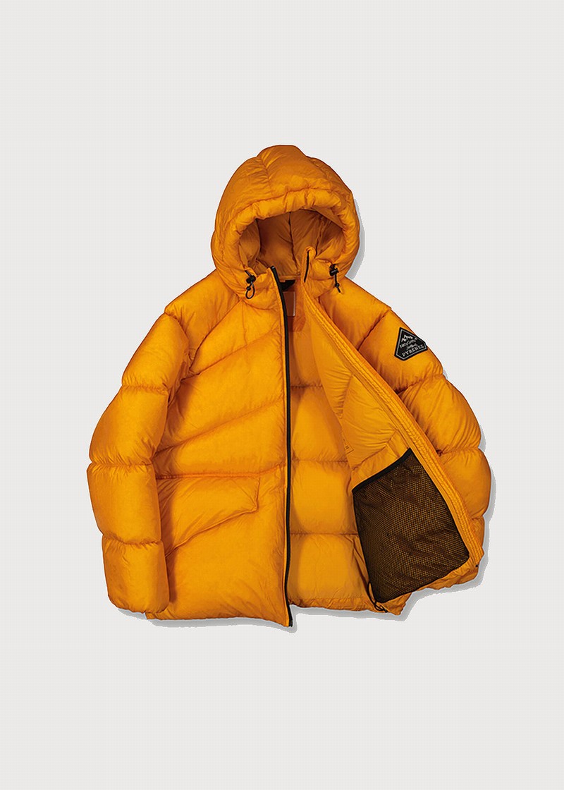 Men Pyrenex Stellar Hooded Technical Down Jackets Yellow | HBQ972Q8724