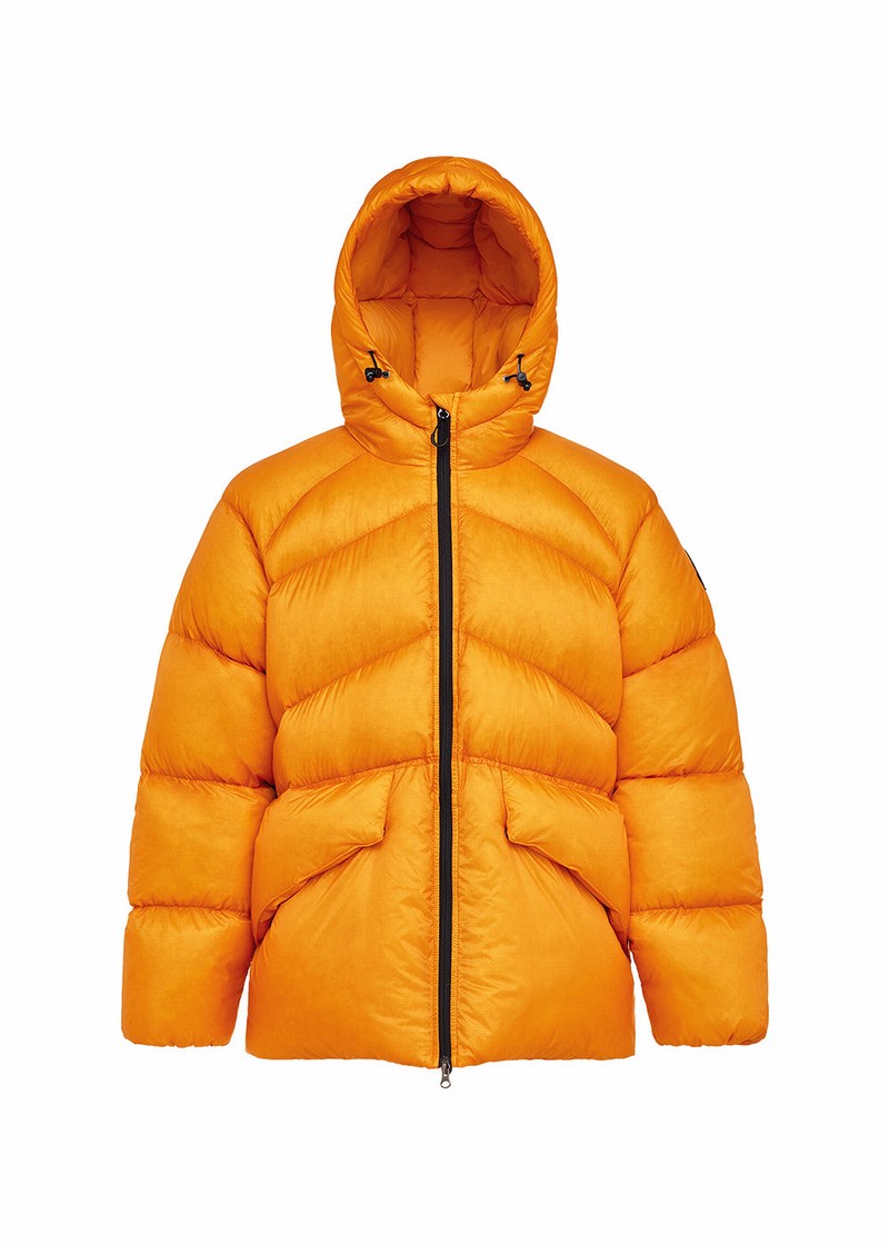 Men Pyrenex Stellar Hooded Technical Down Jackets Yellow | HBQ972Q8724