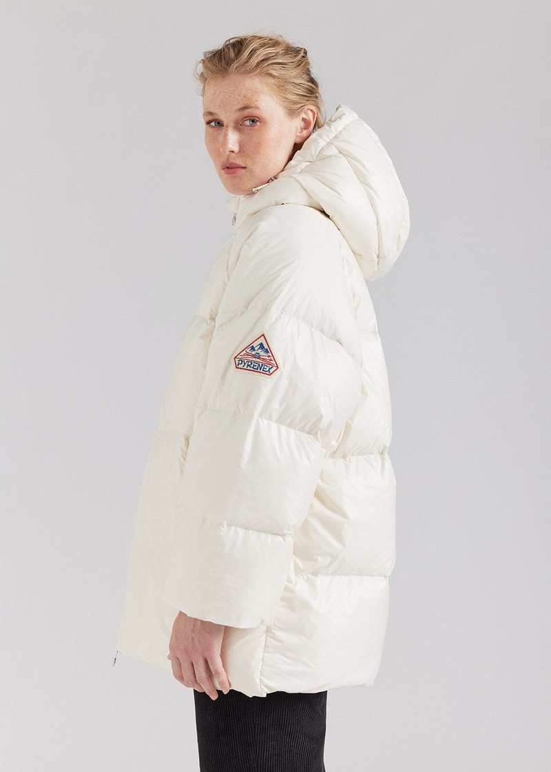 Men Pyrenex Sten Chalk Hooded Down Jackets White | HVQ554Q4999