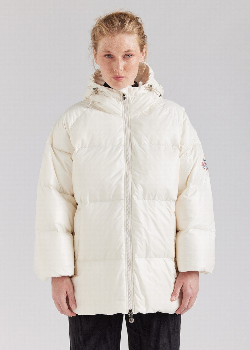 Men Pyrenex Sten Chalk Hooded Down Jackets White | HVQ554Q4999