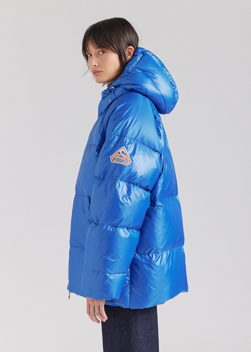 Men Pyrenex Sten Hooded Down Jackets Blue | HNK374K4916