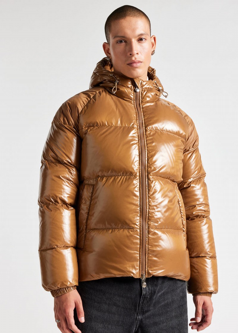 Men Pyrenex Sten Hooded Down Jackets Brown | HKD091D0228