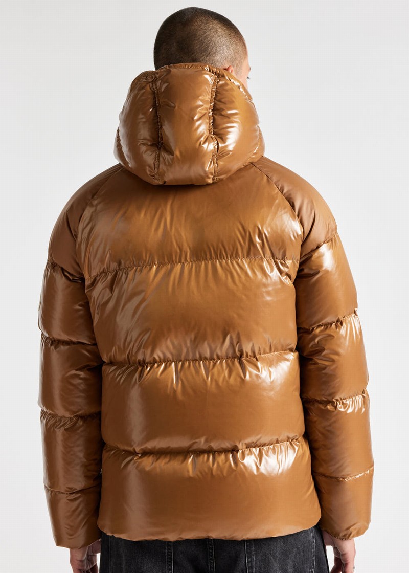 Men Pyrenex Sten Hooded Down Jackets Brown | HKD091D0228