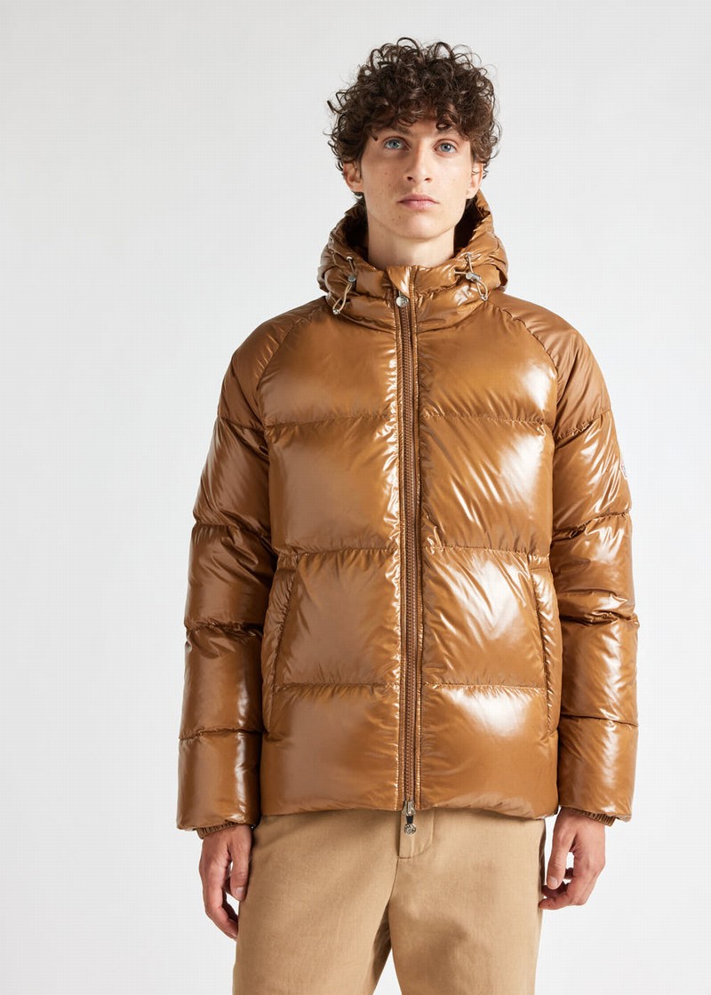 Men Pyrenex Sten Hooded Down Jackets Brown | HKD091D0228