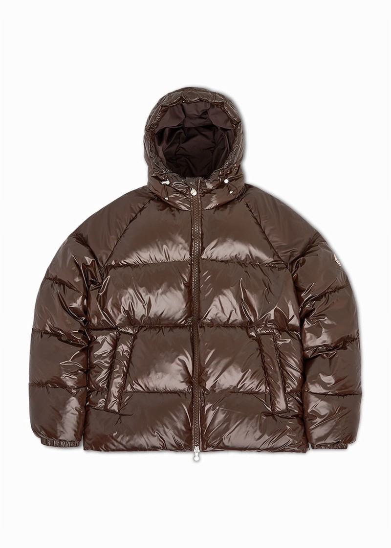 Men Pyrenex Sten Hooded Down Jackets Chocolate | HTE375E0769