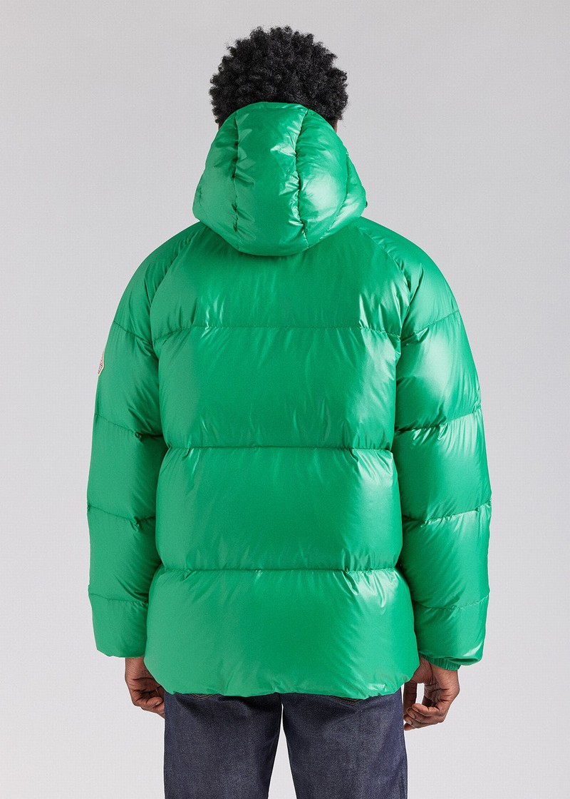 Men Pyrenex Sten Hooded Down Jackets Green | HEN937N0396