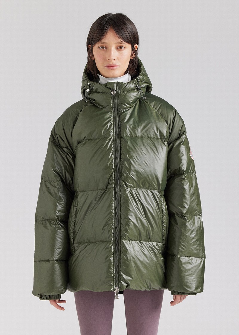 Men Pyrenex Sten Hooded Down Jackets Green | HYT424T0309