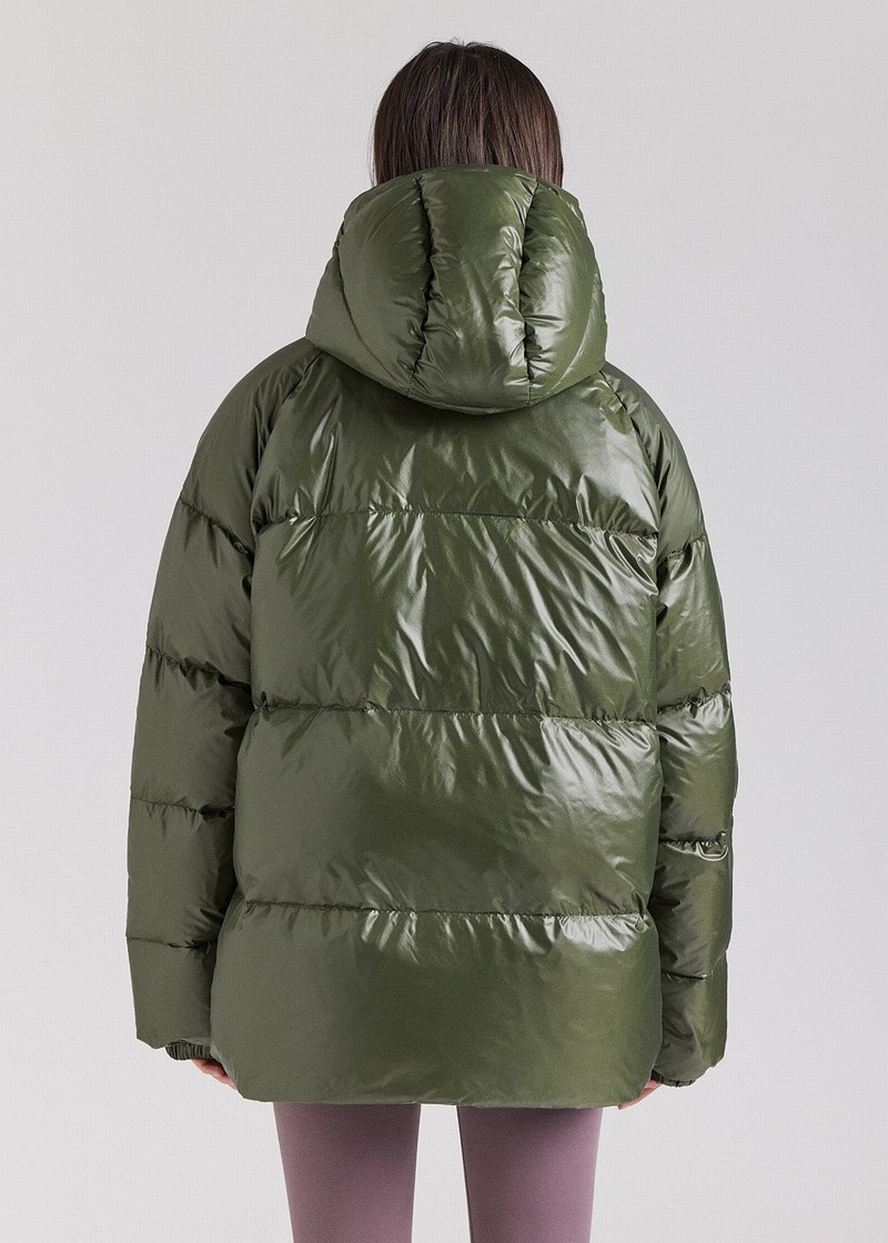 Men Pyrenex Sten Hooded Down Jackets Green | HYT424T0309