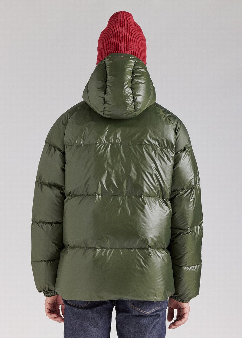 Men Pyrenex Sten Hooded Down Jackets Green | HYT424T0309