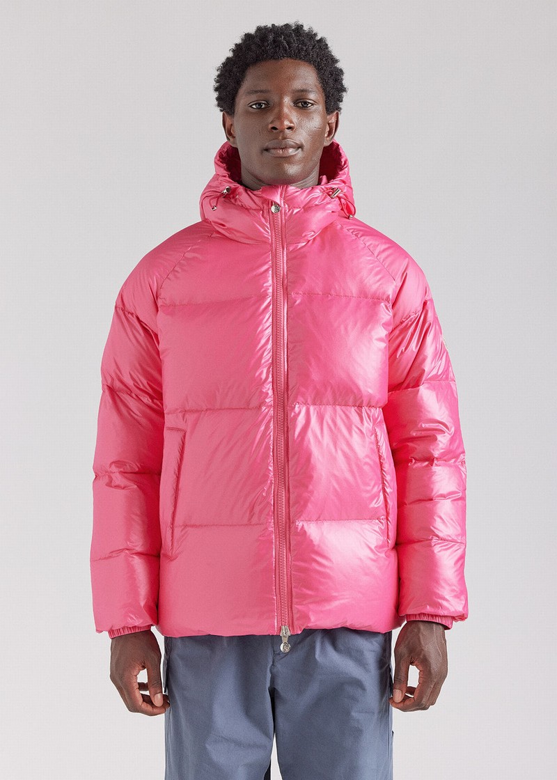 Men Pyrenex Sten Hooded Down Jackets Pink | HIJ035J7565