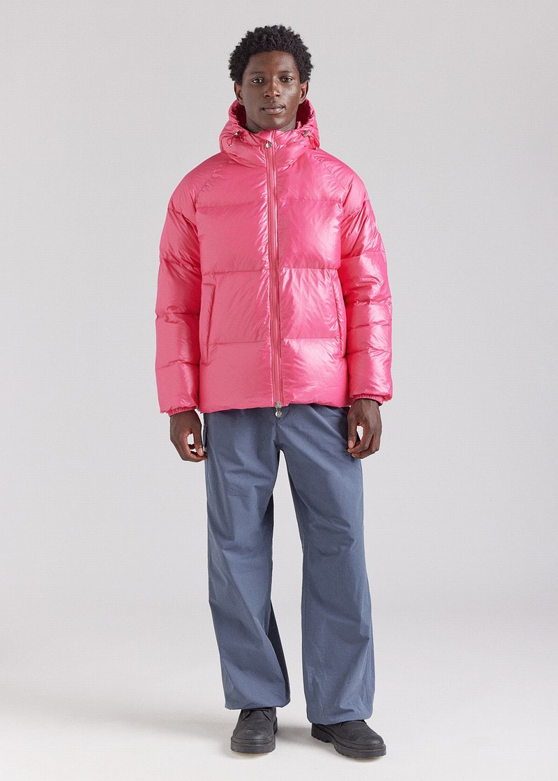 Men Pyrenex Sten Hooded Down Jackets Pink | HIJ035J7565