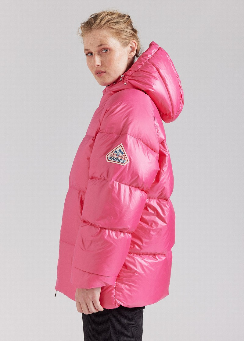 Men Pyrenex Sten Hooded Down Jackets Pink | HIJ035J7565