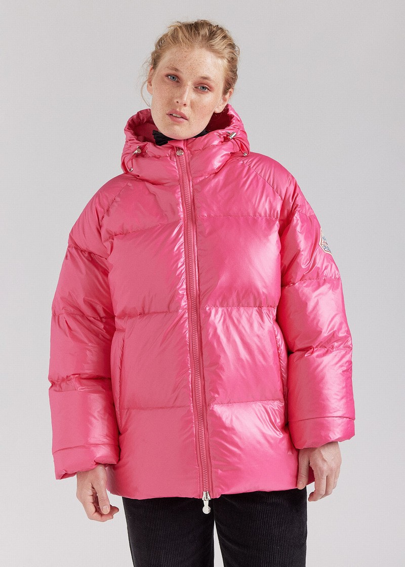 Men Pyrenex Sten Hooded Down Jackets Pink | HIJ035J7565