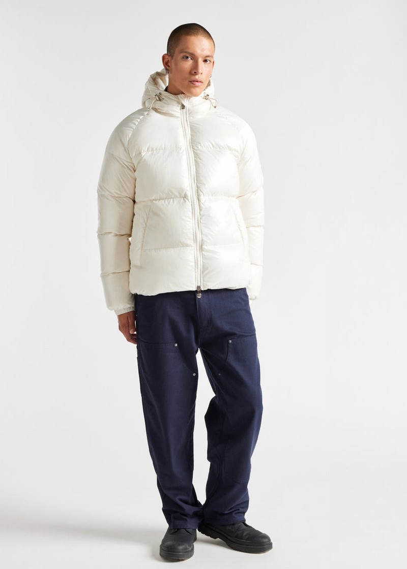 Men Pyrenex Sten Hooded Down Jackets White | HEQ465Q8680