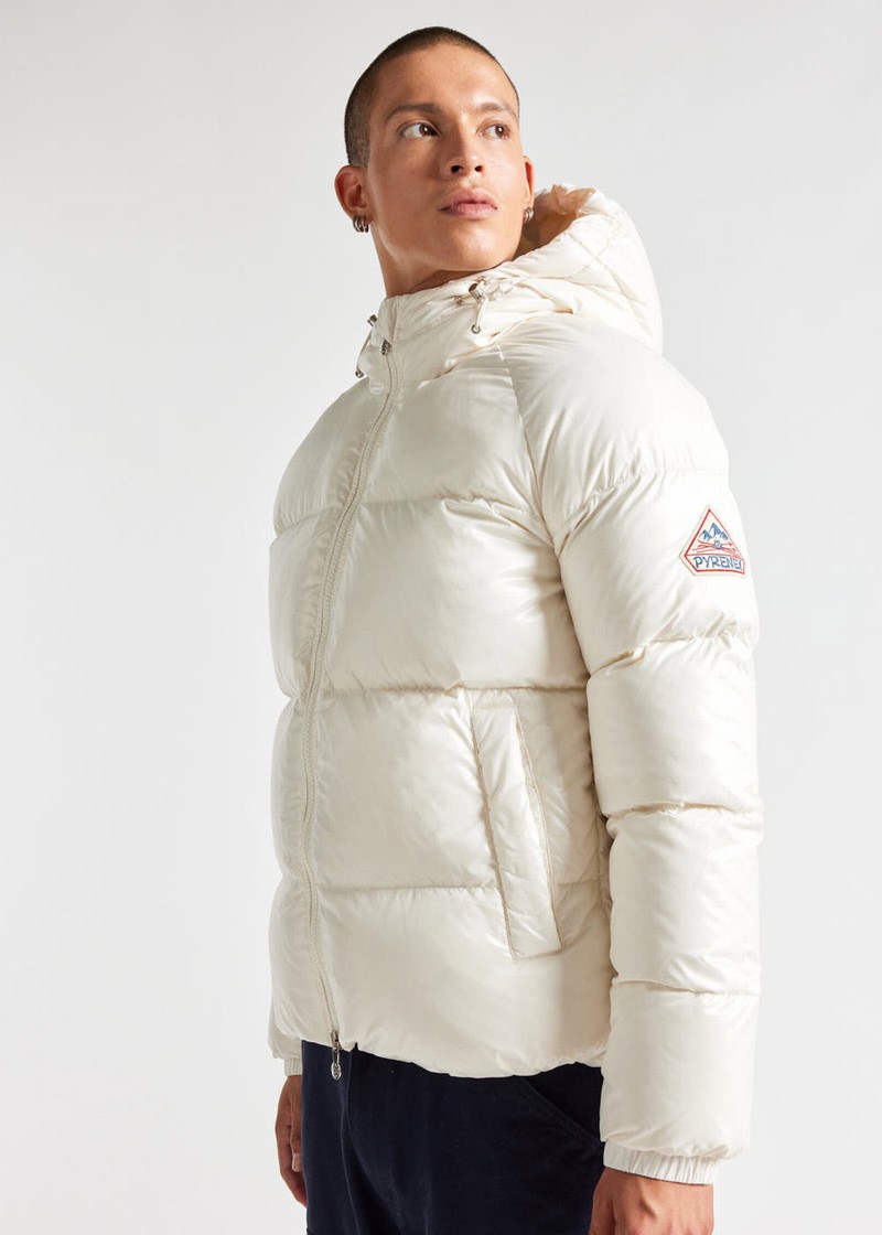 Men Pyrenex Sten Hooded Down Jackets White | HEQ465Q8680