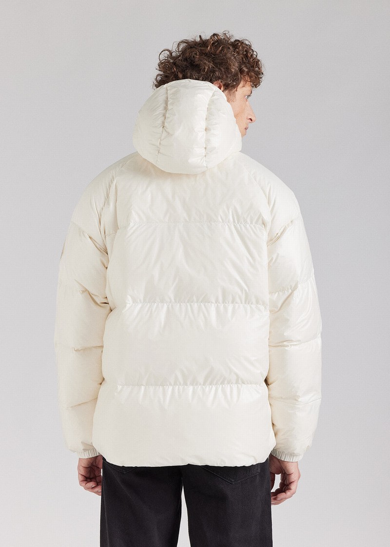 Men Pyrenex Sten Hooded Down Jackets White | HFS031S3716