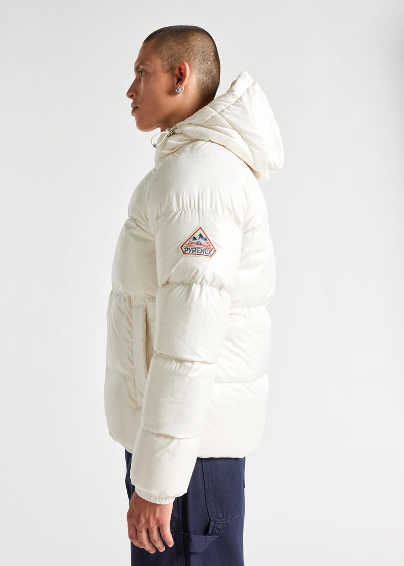 Men Pyrenex Sten Hooded Down Jackets White | HNN987N5072