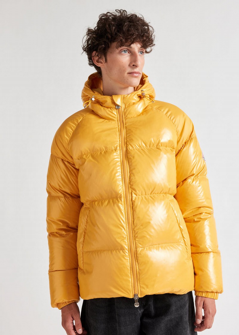 Men Pyrenex Sten Hooded Down Jackets Yellow | HPU045U5329