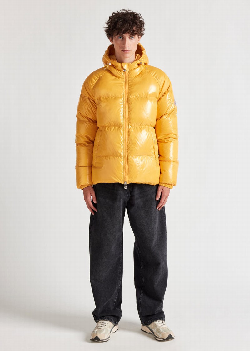 Men Pyrenex Sten Hooded Down Jackets Yellow | HPU045U5329