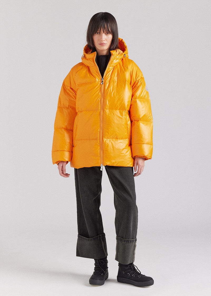 Men Pyrenex Sten Hooded Down Jackets Yellow | HLK469K0281