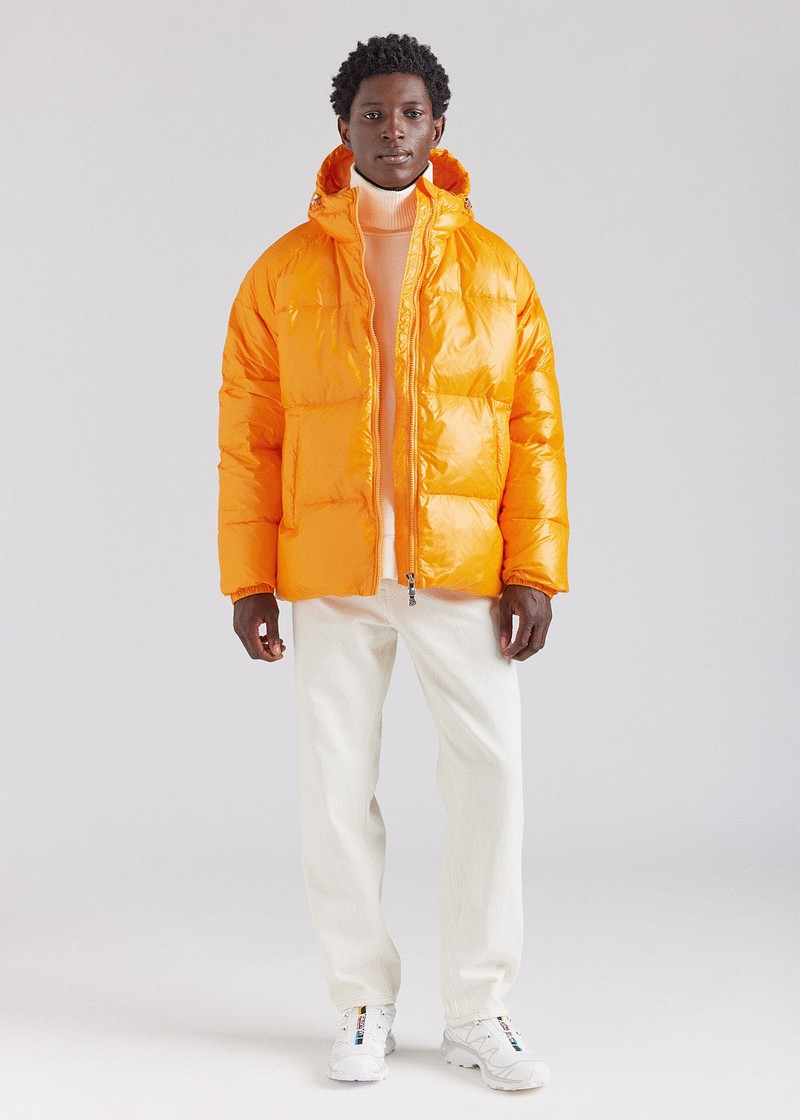 Men Pyrenex Sten Hooded Down Jackets Yellow | HLK469K0281