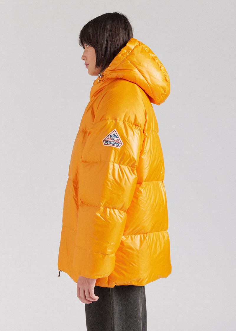 Men Pyrenex Sten Hooded Down Jackets Yellow | HLK469K0281