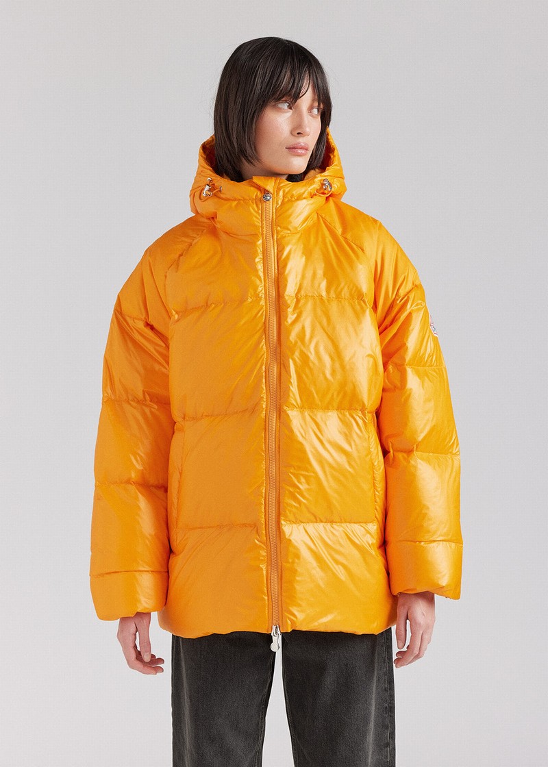 Men Pyrenex Sten Hooded Down Jackets Yellow | HLK469K0281