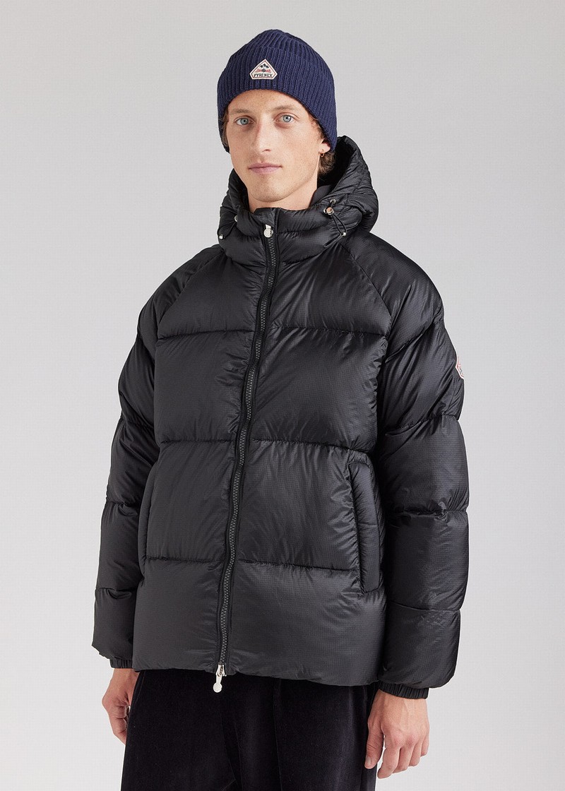 Men Pyrenex Sten Ripstop Hooded Down Jackets Black | HVU623U5508