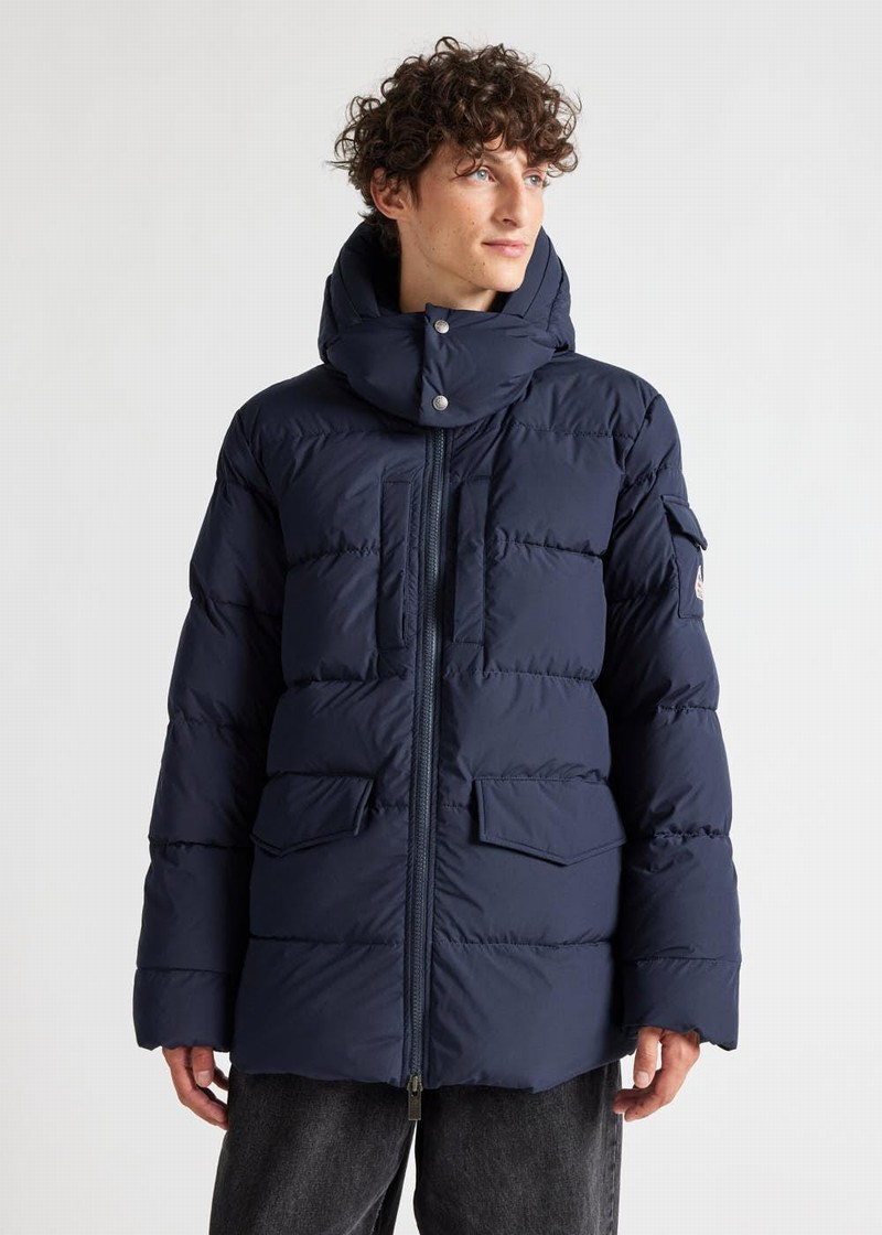 Men Pyrenex Sterling Hooded Warm Down Jackets Navy | HCS603S9752