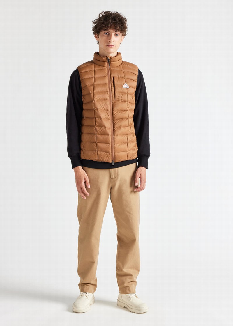 Men Pyrenex Zenith Lighweight And Packable Down Vest Brown | HZO182O5378