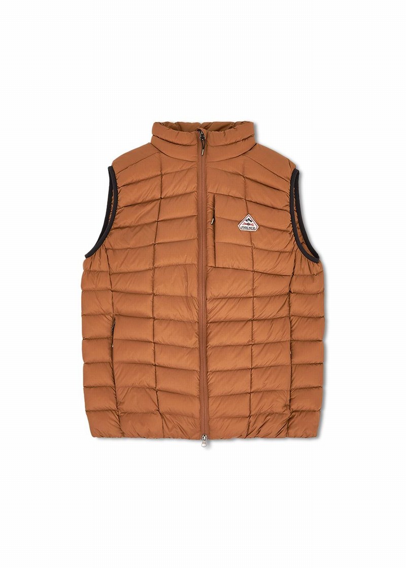 Men Pyrenex Zenith Lighweight And Packable Down Vest Brown | HZO182O5378