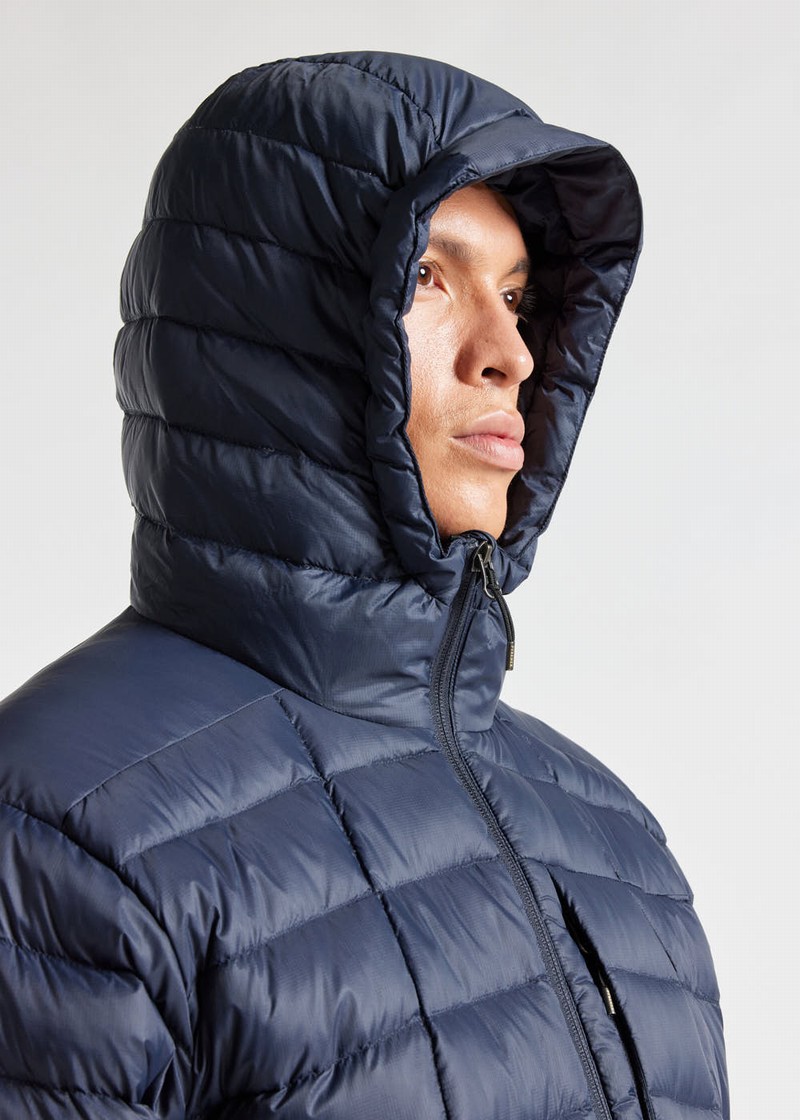 Men Pyrenex Zenith Lighweight And Packable Hooded Down Jackets Navy | HWH312H7580