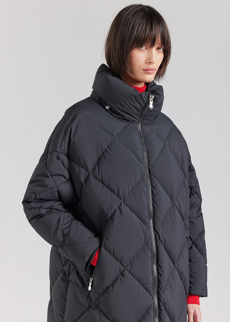 Women Pyrenex Adele Long Down Coats Black | HEM639M9866