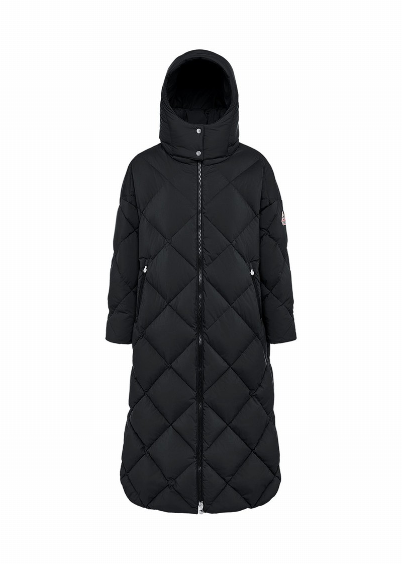 Women Pyrenex Adele Long Down Coats Black | HEM639M9866