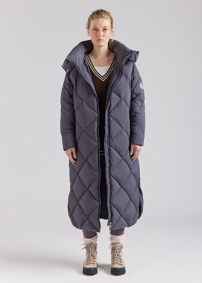 Women Pyrenex Adele Long Down Coats Grey | HSA930A6063