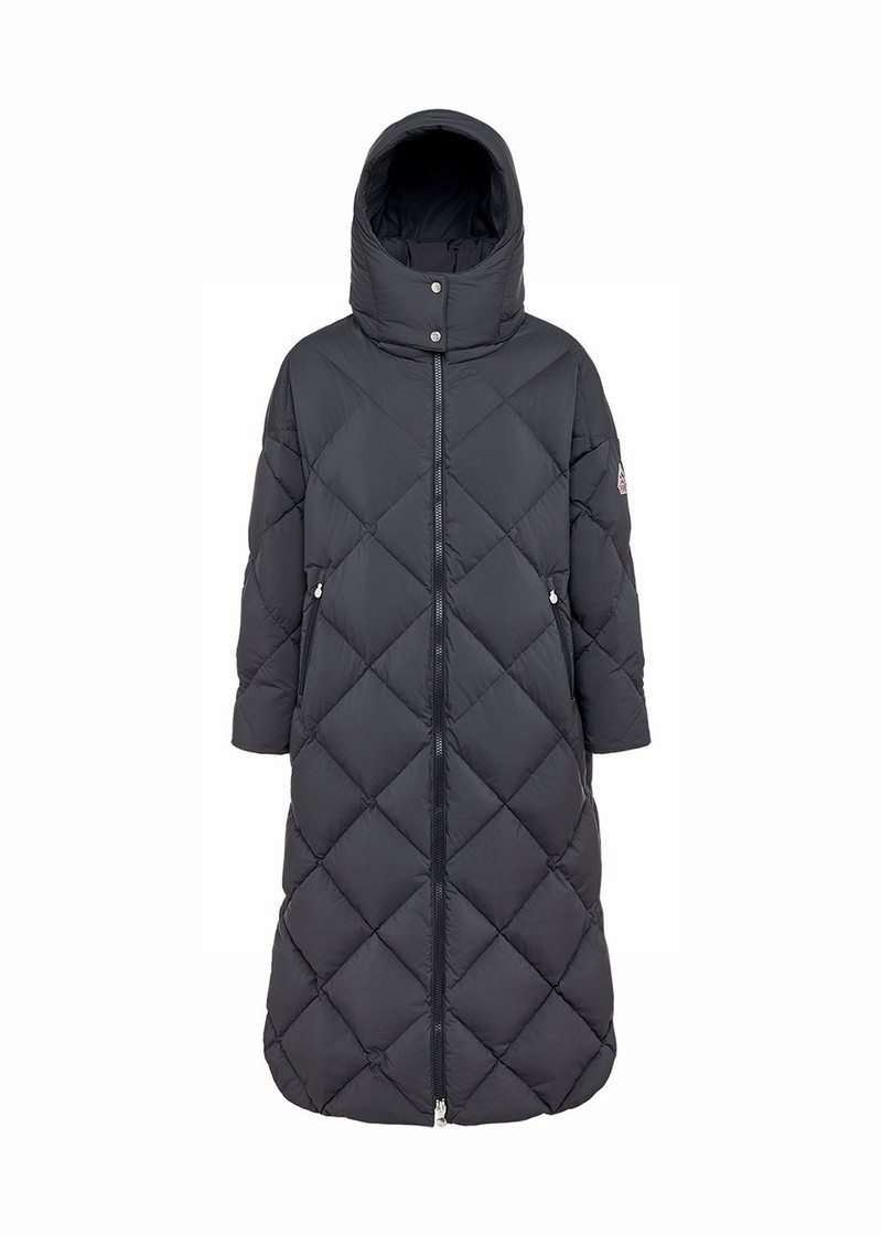 Women Pyrenex Adele Long Down Coats Grey | HSA930A6063