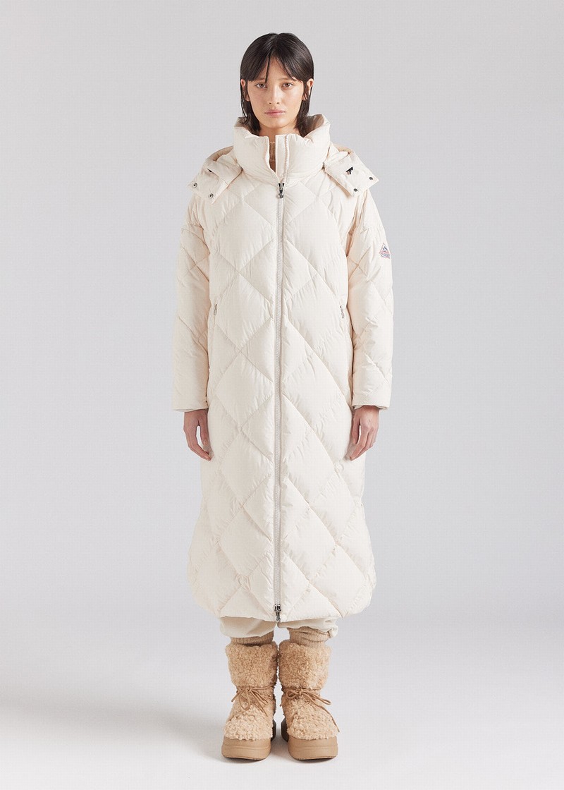 Women Pyrenex Adele Long Down Coats White | HBG814G2345