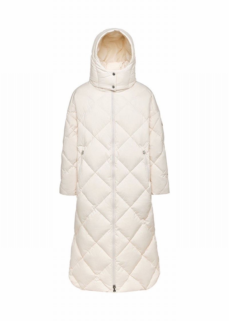 Women Pyrenex Adele Long Down Coats White | HBG814G2345