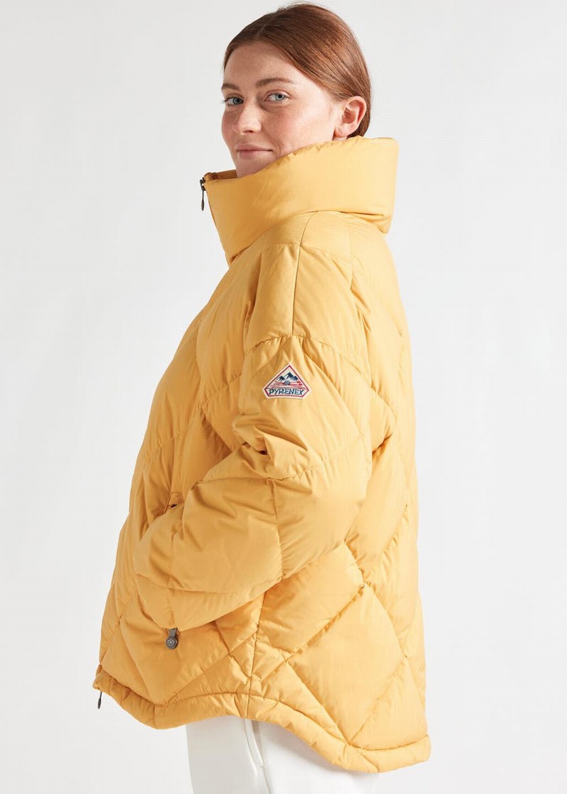 Women Pyrenex Adele Oversize Down Jackets Yellow | HXB544B5869