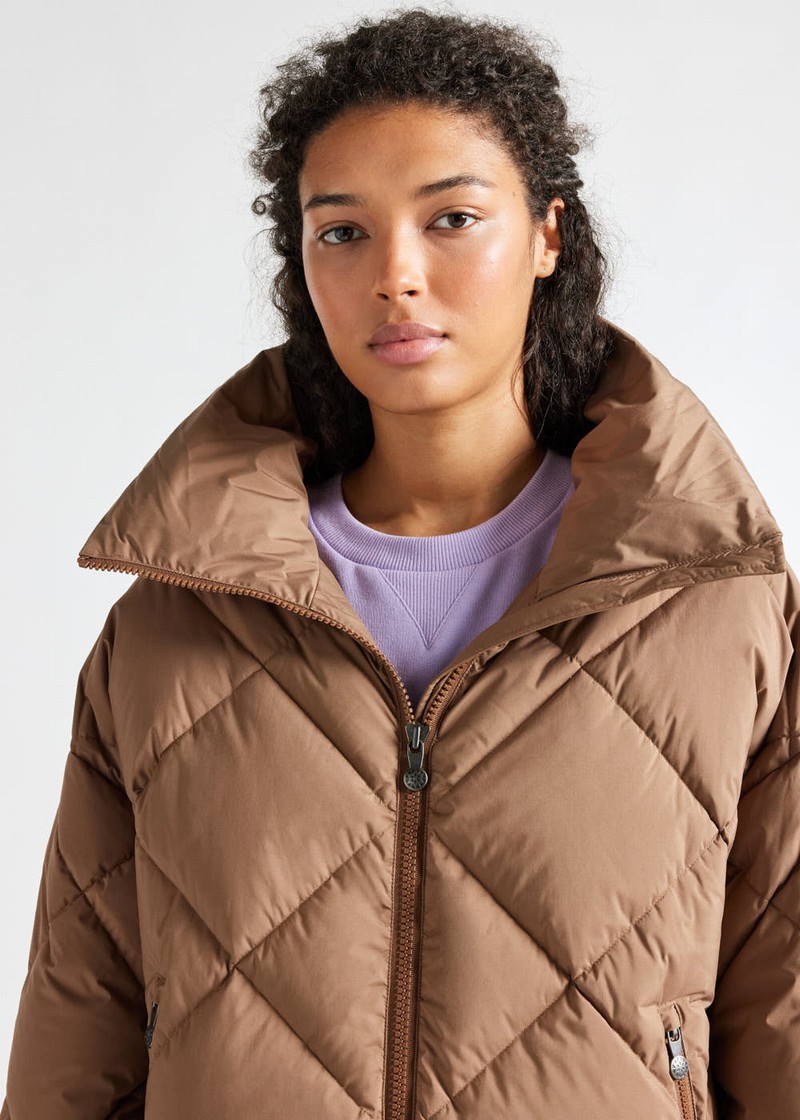 Women Pyrenex Adele Oversize Down Jackets Brown | HJW982W0003