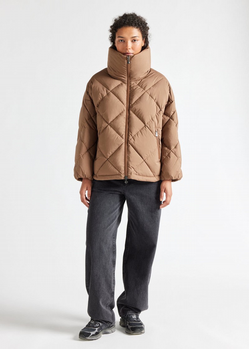 Women Pyrenex Adele Oversize Down Jackets Brown | HJW982W0003