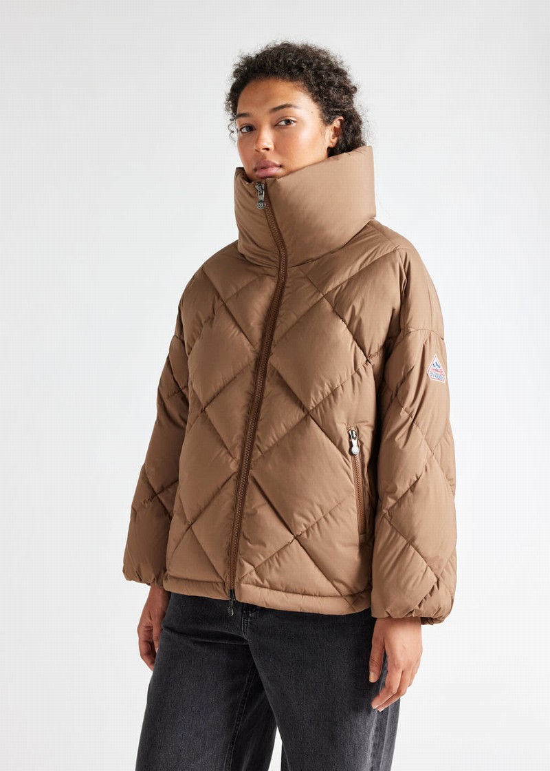 Women Pyrenex Adele Oversize Down Jackets Brown | HJW982W0003